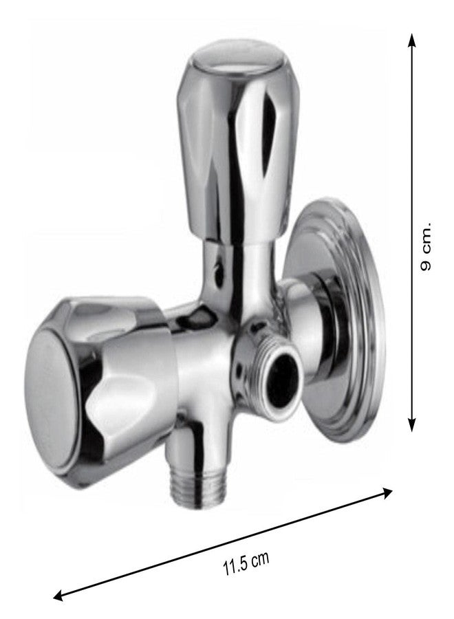 دريزل صمام زاوية ثنائي الاتجاه 2 في 1 من DRIZZLE Brass Conty (فضي، مطلي بالكروم) - Image 2